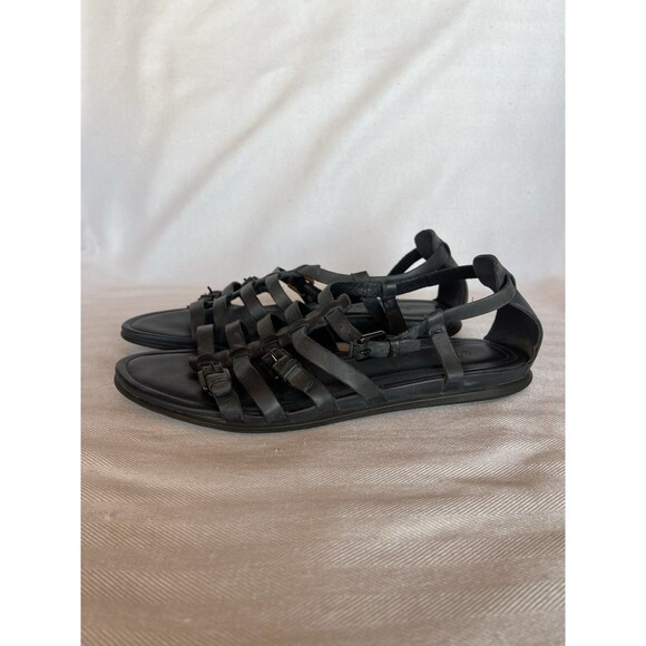 Ecco Gray Gladiator Flat Sandals, Open Toe, Covered Heel, Buckles Women  39/ 9 - Picture 5 of 12